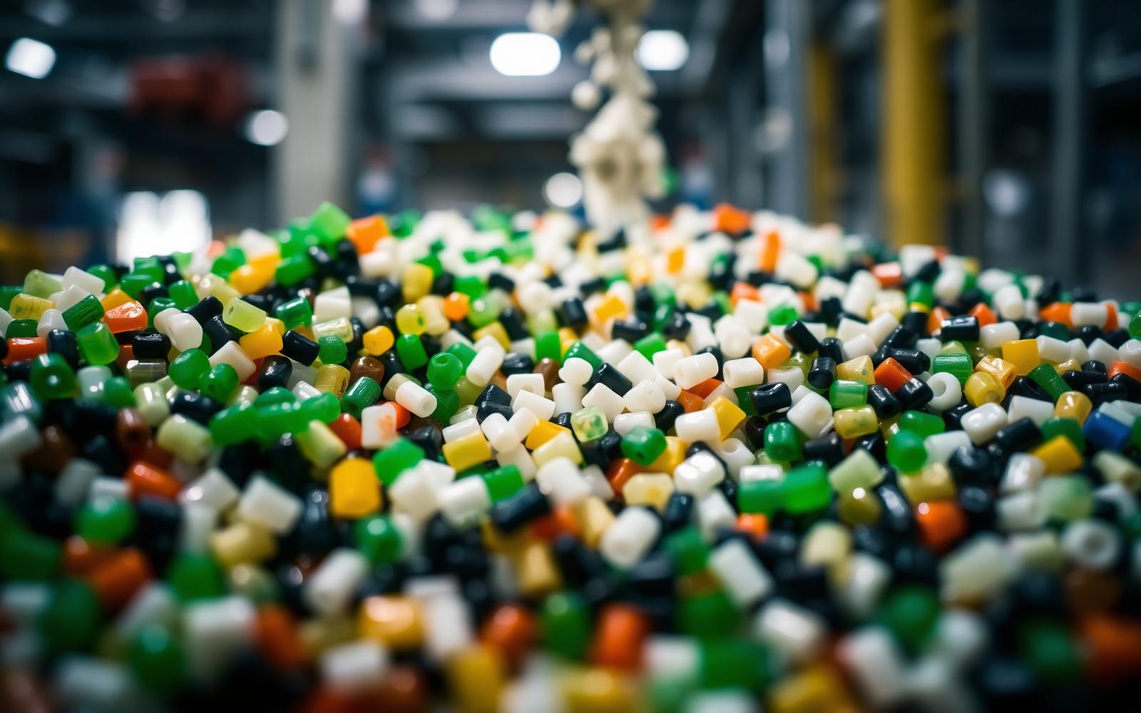 Pellets reciclados em diversas cores